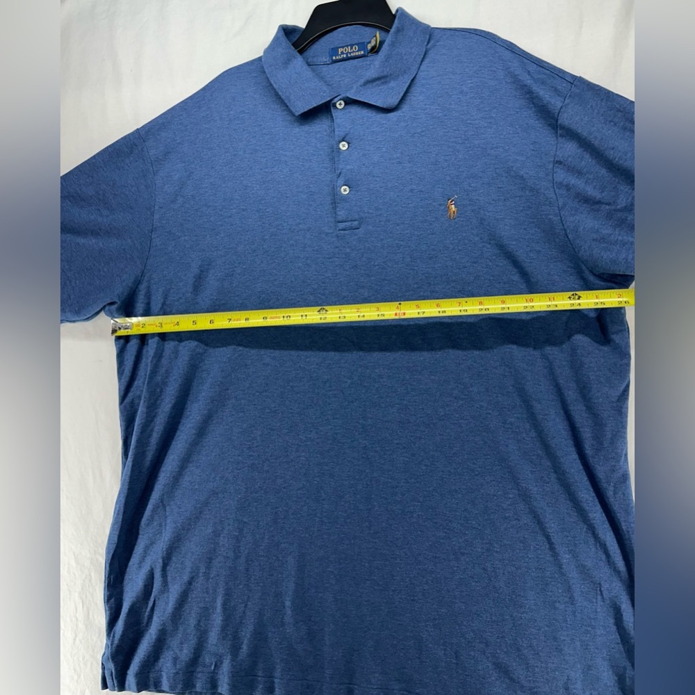 Polo Ralph Lauren Polo Shirt Mens 2XLT Blue Tricolor Pony Classic Fit Casual - Picture 4 of 9